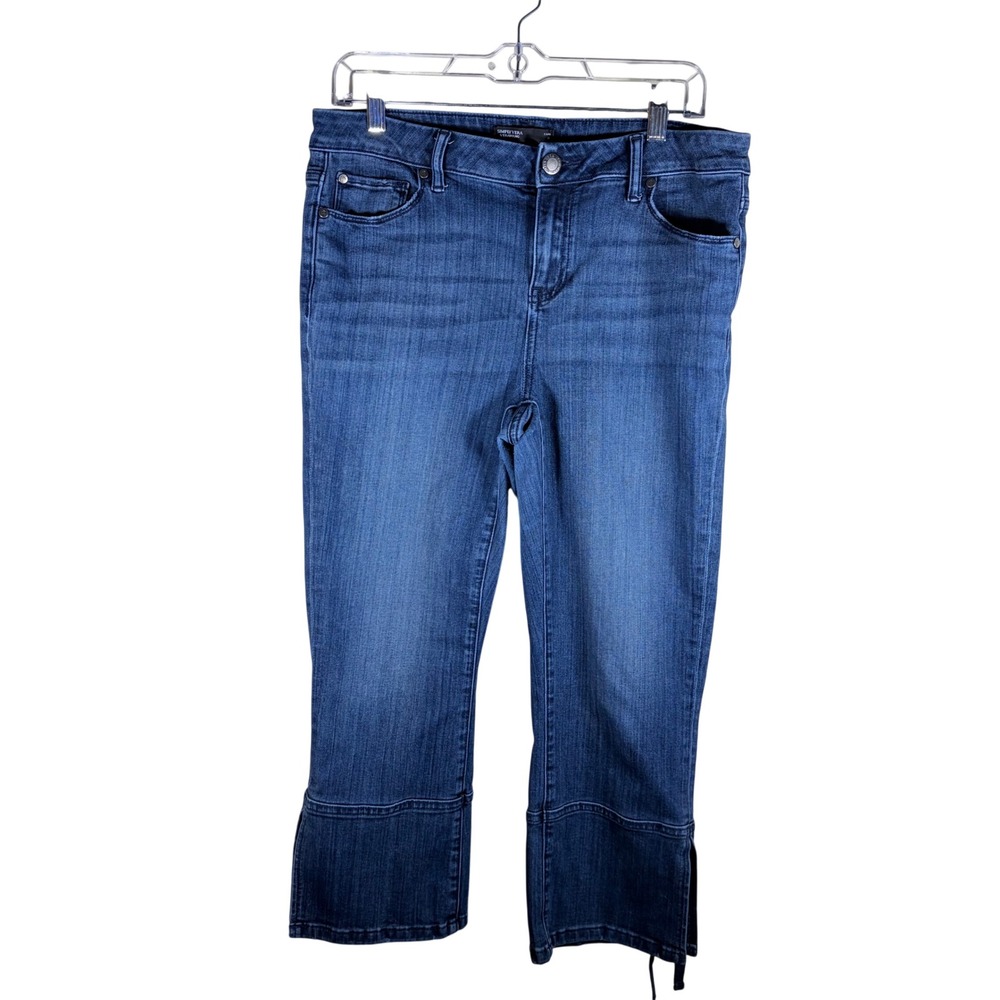 Y2K Simply Vera Vera Wang Tie Hem Capri Jeans Medium Wash Cropped Denim Pants 10